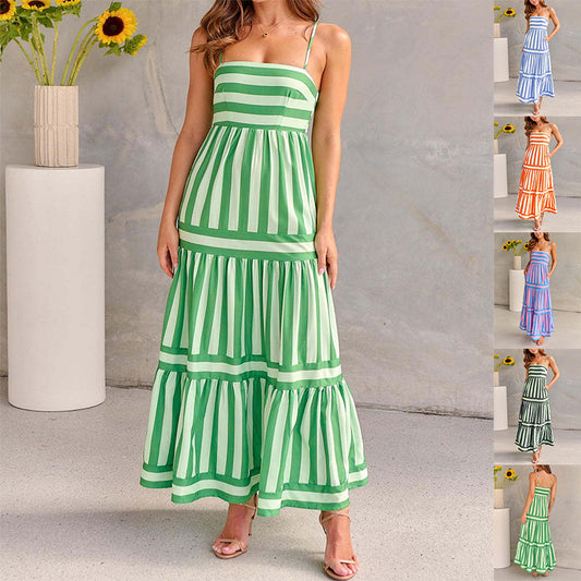 Robe longue rayee ete